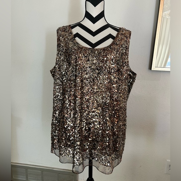 Elie Tahari Gold Sequined Shell - Plus Size - Picture 6 of 6